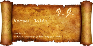 Vecsey Jolán névjegykártya